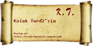 Kolek Terézia névjegykártya